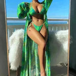 Split Long Sleeve Ins Blouse Banded Bikini - EX-STOCK CANADA