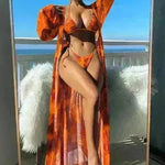 Split Long Sleeve Ins Blouse Banded Bikini - EX-STOCK CANADA