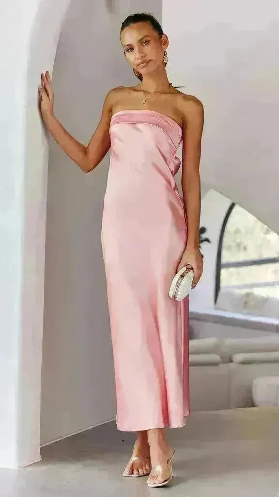 Spring And Summer New European And American Elegant Socialite Sleeveless Backless Tube Top Dress Women - EX-STOCK CANADA