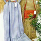 Square Collar Striped Lace-up Dress Mid-length Women - EX-STOCK CANADA