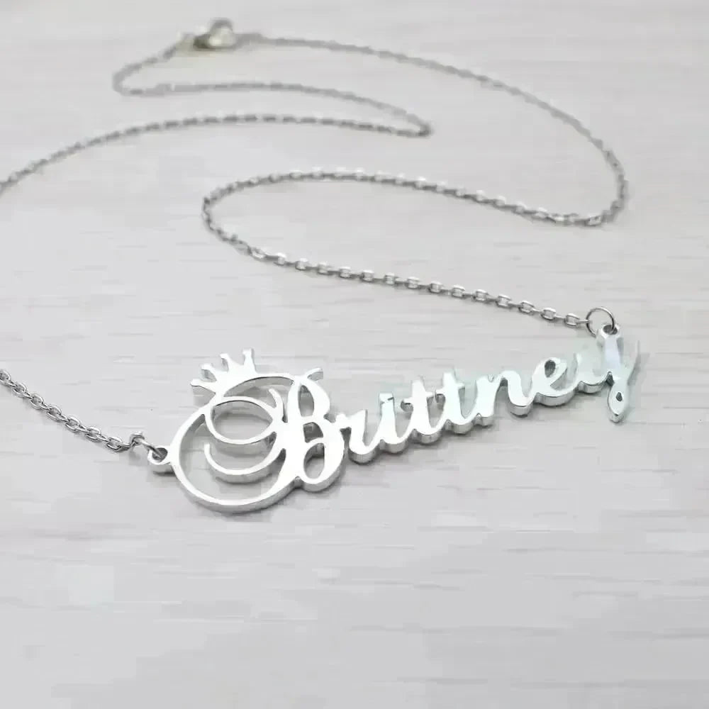 Stainless steel name letter custom crown necklace metal jewelry - EX-STOCK CANADA
