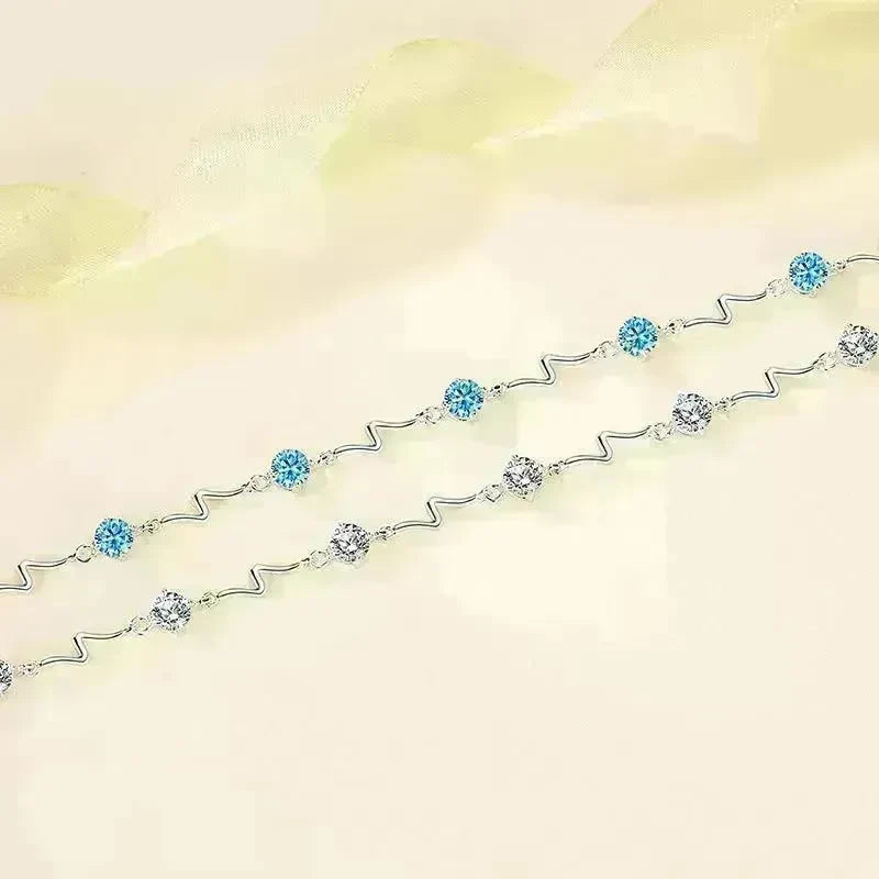 Sterling Silver Heartbeat Crystal Bracelet Female Lightning Silver Bracelet for Women - EX-STOCK CANADA