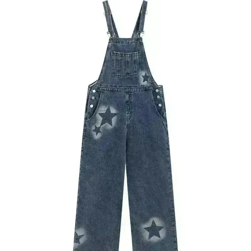 Straight Leg Wide Leg Denim Strap Pants - EX-STOCK CANADA