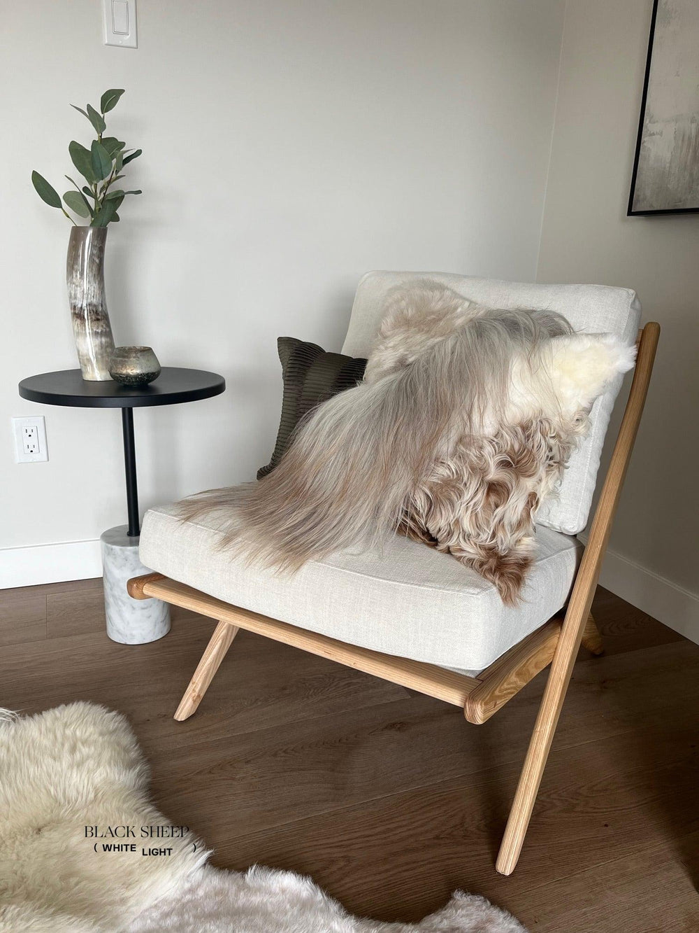 Mélange Sheepskin Pillow, straight wool 
