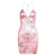 Strappy Bow Backless Slim Fit Printed Sheath Dress - EX-STOCK CANADA