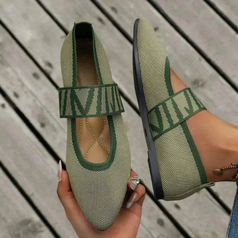 Striped Flats Shoes Fashion Casual Pointed Toe Loafers Lazy Shoes For Women - EX-STOCK Canada