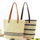 Striped Large Capacity Casual Summer Woven Straw Beach Tote Bag - EX-STOCK Canada