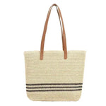 Striped Large Capacity Casual Summer Woven Straw Beach Tote Bag - EX-STOCK Canada