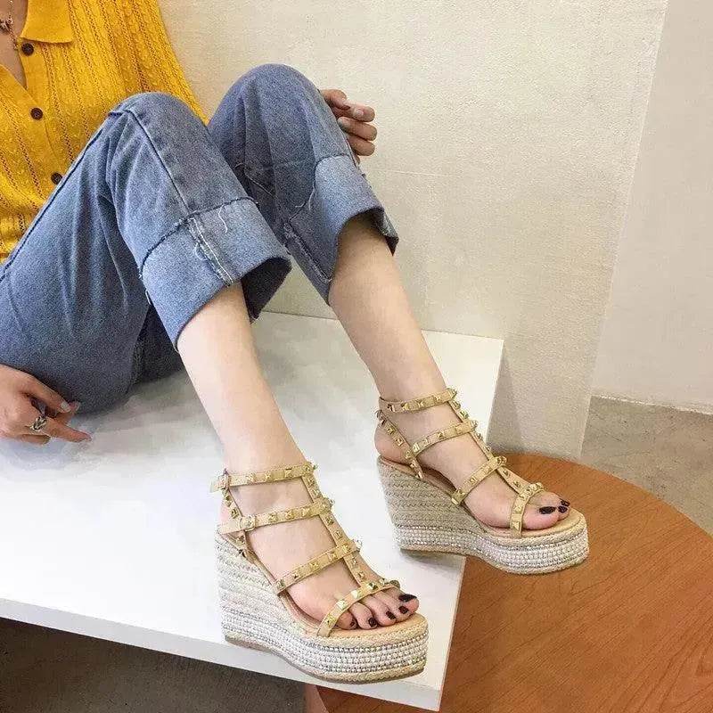 Studded Fashion Roman Style Platform Wedge Heel Women Sandals. - EX-STOCK Canada