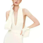 Summer Backless Halter V-neck Slimming Backless Slit Jumpsuit - EX-STOCK CANADA