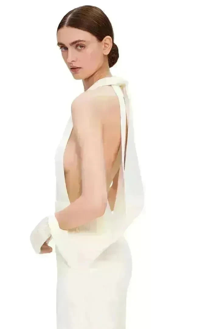 Summer Backless Halter V-neck Slimming Backless Slit Jumpsuit - EX-STOCK CANADA