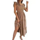 Summer Dress Casual Women's Sleeveless Midi Dress Pleated Long Layered Dress - EX-STOCK CANADA