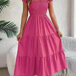 Summer Dress Casual Women's Sleeveless Midi Dress Pleated Long Layered Dress - EX-STOCK CANADA
