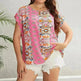 Summer Ethnic Style Round Neck Loose Top Women - EX-STOCK CANADA