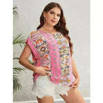 Summer Ethnic Style Round Neck Loose Top Women - EX-STOCK CANADA