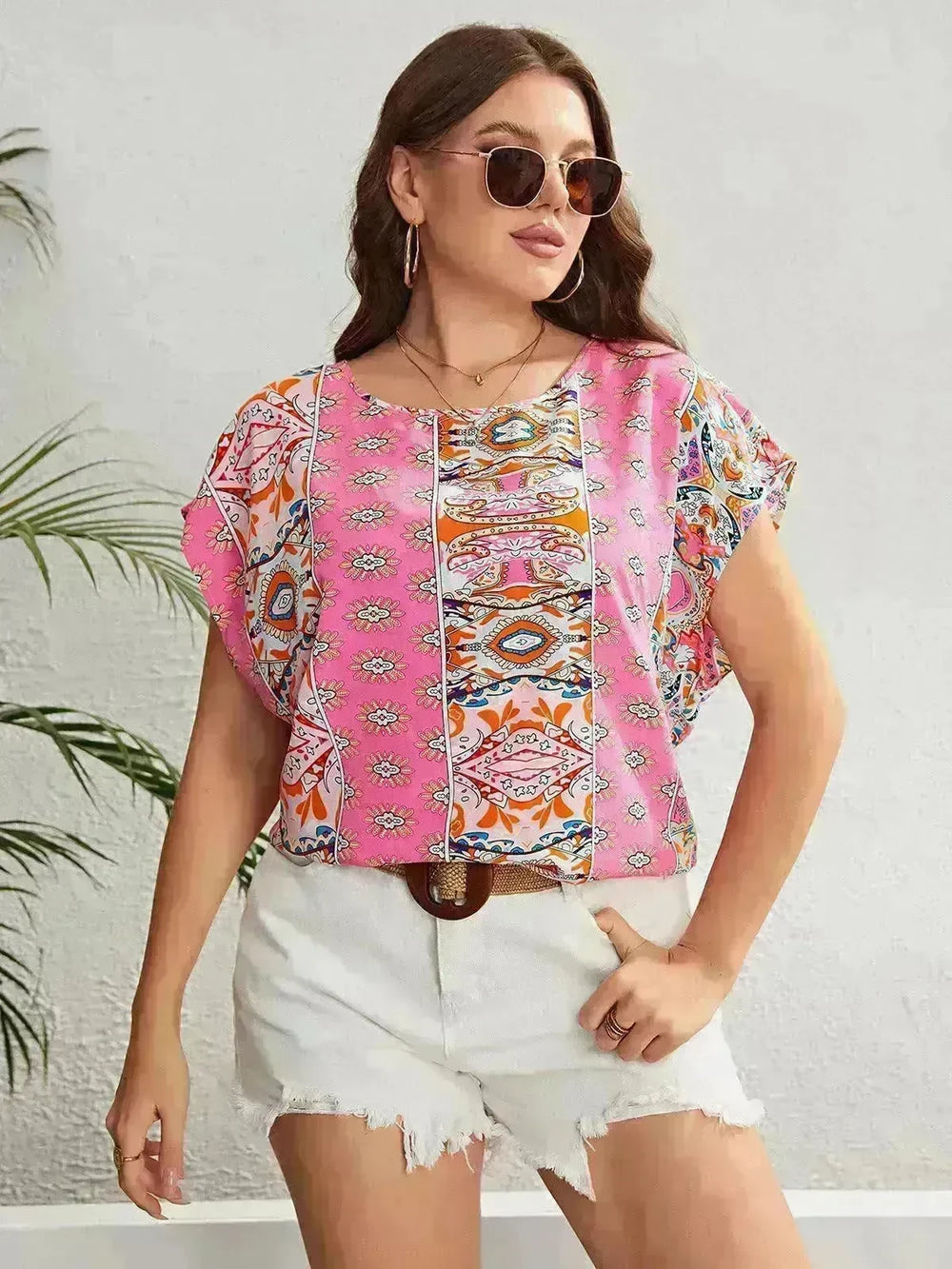 Summer Ethnic Style Round Neck Loose Top Women - EX-STOCK CANADA