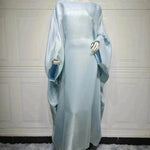 Fashion Satin Waist Muslim Abaya Dress for Arab Dubai Turkey Middle East Women - EX-STOCK Canada