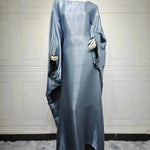 Fashion Satin Waist Muslim Abaya Dress for Arab Dubai Turkey Middle East Women - EX-STOCK Canada