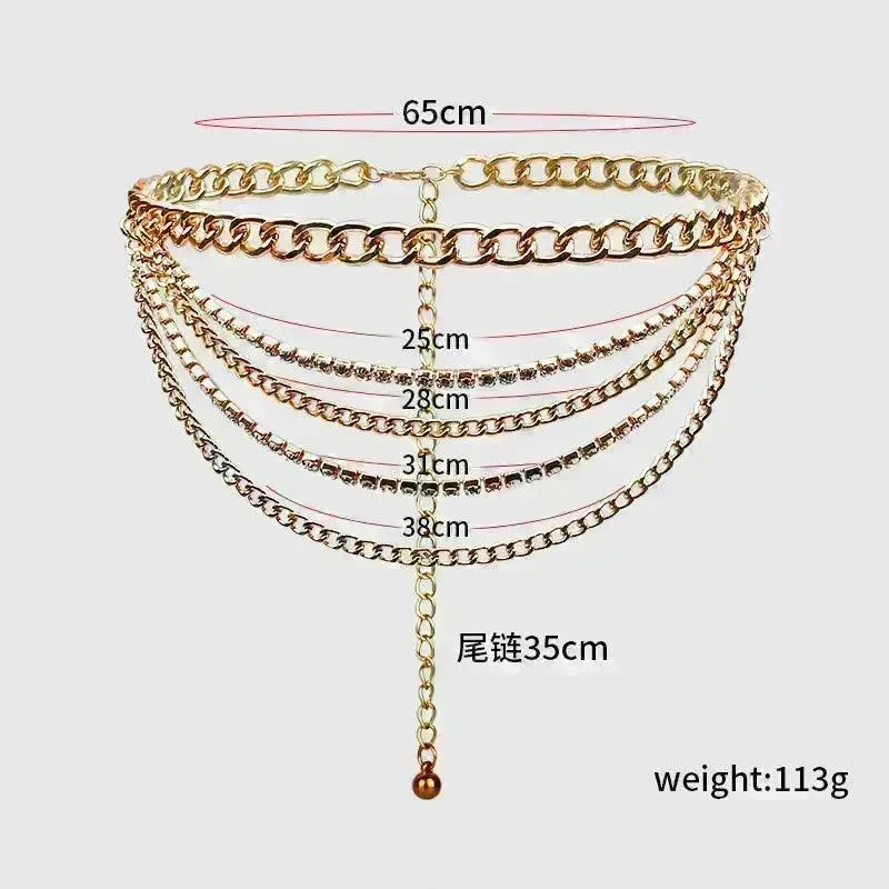 Summer Jewelry Hot Pants Chain Multilayer Chain Gold Fashion Jeans Hip Hop Punk Street Shooting Accessories Waist Chain Women - EX-STOCK CANADA