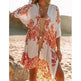 Summer Mid-length Slit Print Loose Beach Cover Sun Protection Shirt - EX-STOCK Canada