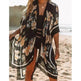 Summer Mid-length Slit Print Loose Beach Cover Sun Protection Shirt - EX-STOCK Canada