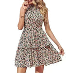 Summer Printed Halter Dress Fashion Boho Backless Ruffled A-Line Beach Dresses For Womens Clothing - EX-STOCK CANADA