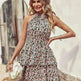 Summer Printed Halter Dress Fashion Boho Backless Ruffled A-Line Beach Dresses For Womens Clothing - EX-STOCK CANADA