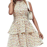 Summer Printed Halter Dress Fashion Boho Backless Ruffled A-Line Beach Dresses For Womens Clothing - EX-STOCK CANADA