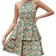 Summer Printed Halter Dress Fashion Boho Backless Ruffled A-Line Beach Dresses For Womens Clothing - EX-STOCK CANADA