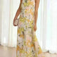 Summer Printed Oblique Shoulder Elastic Waist Vacation Floral Sleeveless Midi Dress - EX-STOCK CANADA