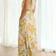 Summer Printed Oblique Shoulder Elastic Waist Vacation Floral Sleeveless Midi Dress - EX-STOCK CANADA