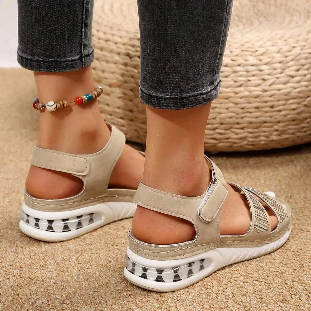 Summer Rhinestone Wedges Sandals Casual Sports Air Cushion Bottom Beach Shoes For Women Roman Sandals - EX-STOCK Canada