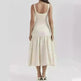 Summer Round Neck Sleeveless Solid Color Pleating Slim Fit Dress - EX-STOCK CANADA