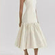 Summer Round Neck Sleeveless Solid Color Pleating Slim Fit Dress - EX-STOCK CANADA