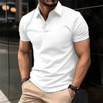 Summer Short Sleeve Polo Shirt Men Solid Color Button Lapel Button Top - EX-STOCK Canada