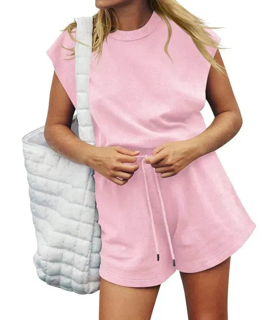 Summer Sleeveless Cotton Backless Short Women Jumpsuit Casual Loose Top And Drawstring Shorts Overall For Womens Clothing - EX-STOCK Canada