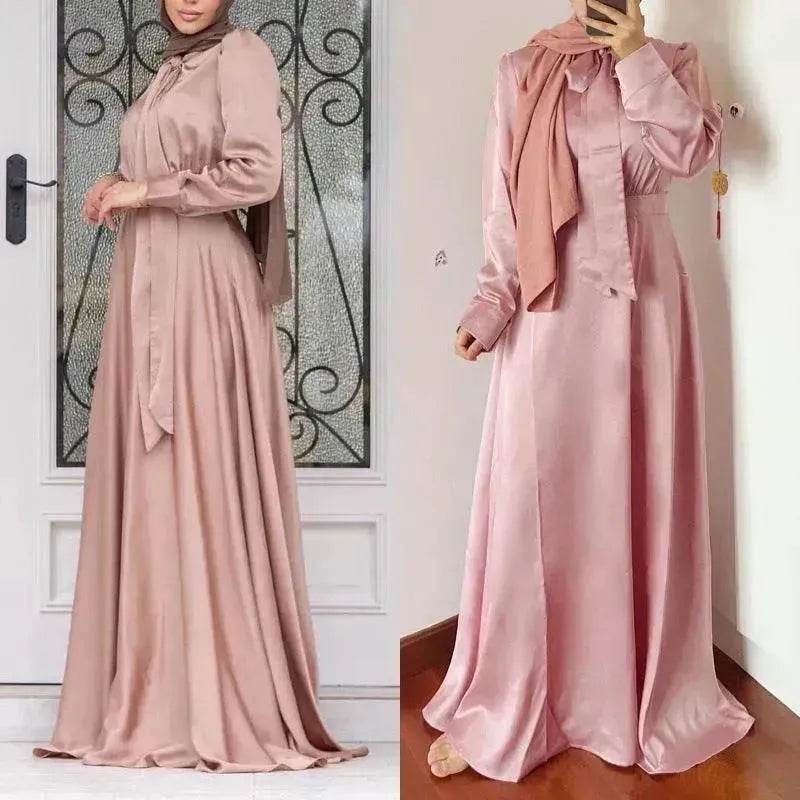 Satin Abaya Dress for Beautiful Muslim Arab Dubai Turkey Middle Eastern Women Party Abaya - EX-STOCK Canada