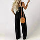 Summer Square Neck High Waist Jumpsuit Women's Backless Pleated Design Wide Leg Trousers Clothing - EX-STOCK CANADA