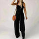 Summer Square Neck High Waist Jumpsuit Women's Backless Pleated Design Wide Leg Trousers Clothing - EX-STOCK CANADA