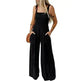 Summer Square Neck High Waist Jumpsuit Women's Backless Pleated Design Wide Leg Trousers Clothing - EX-STOCK CANADA