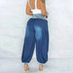 Summer Thin Loose Wide-leg Pants Harem Pants Elastic Waist Denim Trousers Women - EX-STOCK Canada