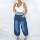 Summer Thin Loose Wide-leg Pants Harem Pants Elastic Waist Denim Trousers Women - EX-STOCK Canada