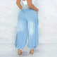 Summer Thin Loose Wide-leg Pants Harem Pants Elastic Waist Denim Trousers Women - EX-STOCK Canada