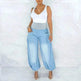 Summer Thin Loose Wide-leg Pants Harem Pants Elastic Waist Denim Trousers Women - EX-STOCK Canada