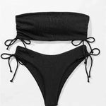 Summer Tube Bikini With Drawstring Design Solid Color Charming Swimsuit For Beach Party Womens Clothing - EX-STOCK Canada