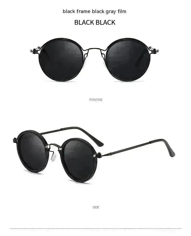Sunscreen Retro Style Round Frame Metal Sunglasses - EX-STOCK CANADA