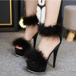 Super High Heel Plush Sandals Women's Thin Heel - EX-STOCK Canada