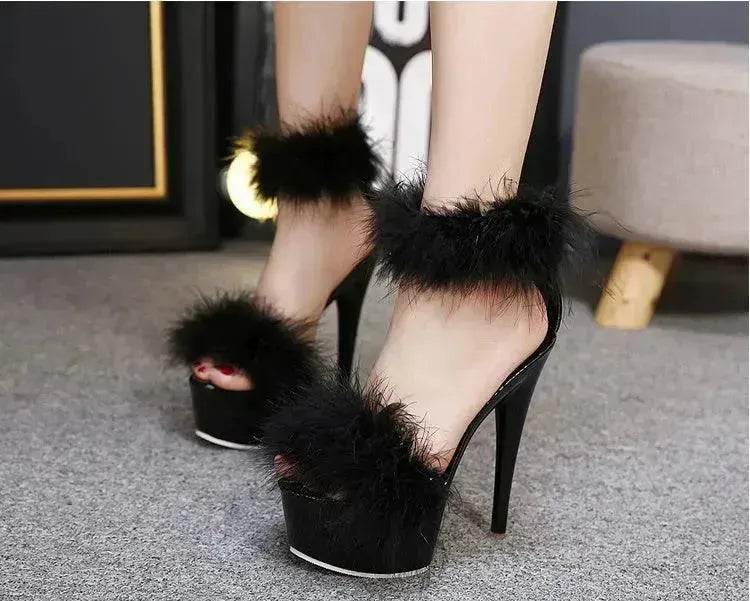 Super High Heel Plush Sandals Women's Thin Heel - EX-STOCK Canada