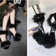 Super High Heel Plush Sandals Women's Thin Heel - EX-STOCK Canada