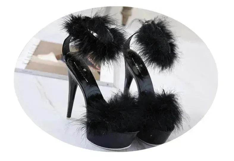 Super High Heel Plush Sandals Women's Thin Heel - EX-STOCK Canada
